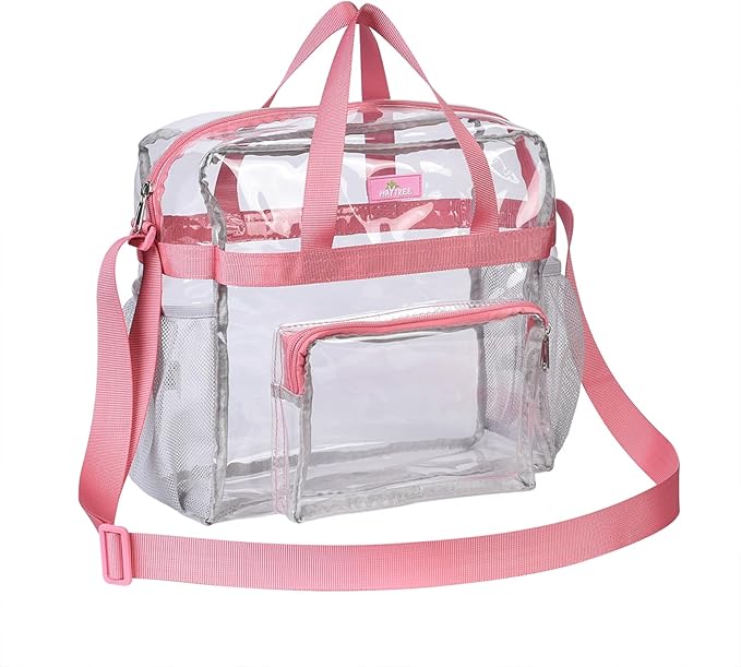 Bagenius Clear Tote Bag Stadium Approved, Game Day Satchel Bag with ‌Non-detachable Reinforced Strap for Concert, Work, Sport