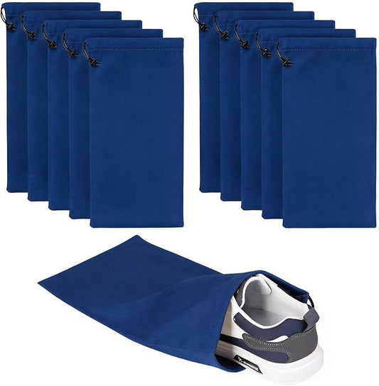 10 Pcs Single Shoe Bags for Travel,18"X9"shoe travel bag for Packing Dustproof Shoe Bag storage Sneaker Travel Bags Washable & Reusable dust bags for Boots Handbags Shoes & Toys (Blue)
