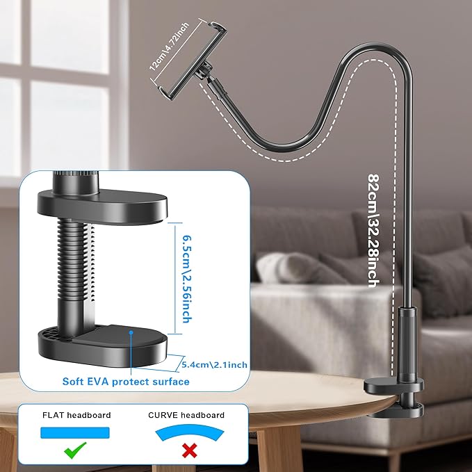 Kefotic Gooseneck Tablet Holder for Kindle Reading in Bed with Page Turner Remote, Hands Free Desk Bedside Lazy Arm Stand for Kindle Accessories, Gifts for Readers