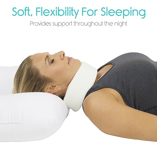 Vive Cervical Collar Neck Brace for Neck Pain and Support for Women & Men - Soft Foam Brace for Pain Relief - Comfortable Corrector Wrap for Posture, Sleeping, Radiculopathy, & Spine (White, 3 inch)