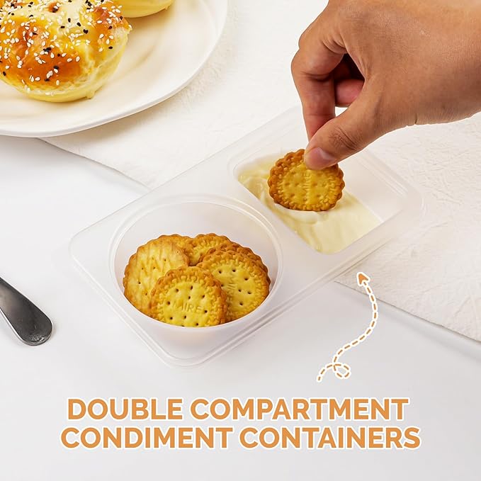 snack containers，Reusable Snack Containers with Lids 20Pcs,Dual compartment snack container,Snack box containers that are easy to carry for kids and adults,Suitable for dining out and camping