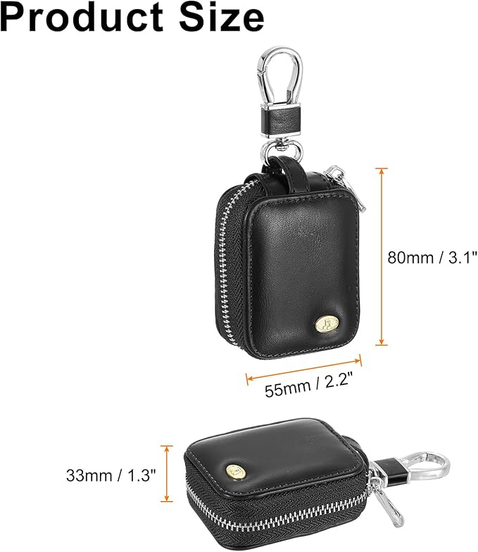HARFINGTON Earbuds Cases, Earphone Case Holder, PU Leather Ear Buds Case Zipper Organizer Small with Mesh Pocket for USB Cable, Wireless Wired Earphones, Black
