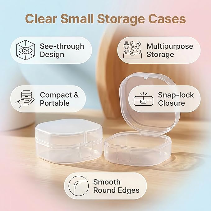 QUUPY Portable Cotton Pad Holder Travel Storage Organizer 2Pcs 7x3.6cm Frosted Clear Plastic Sealed Container for Makeup Remover Pads Cotton Balls Purse Gym Bathroom