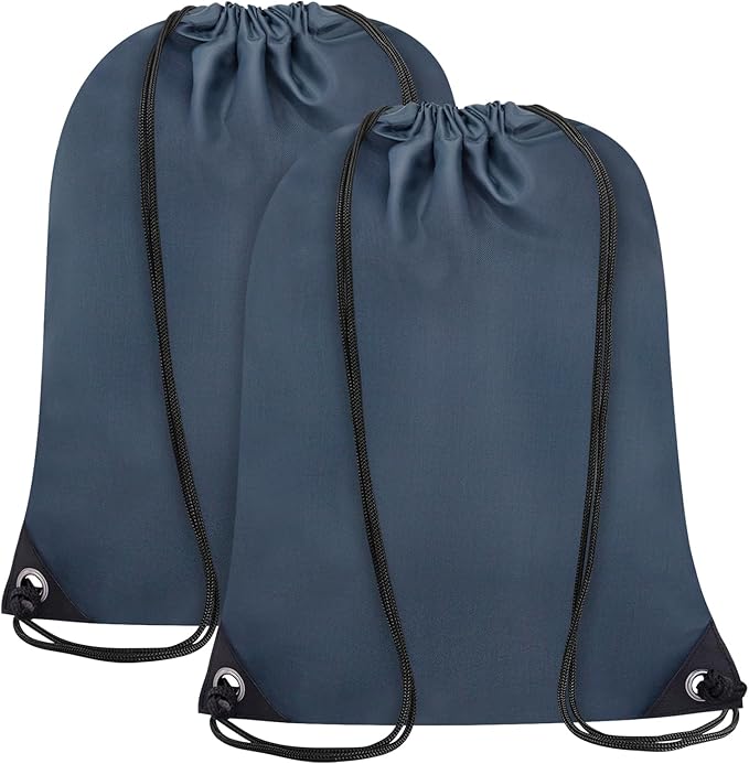 2PCS Drawstring Bags Bulk, String Backpack for Men Women, Cinch Bag Draw String Back Bag for Gym, Sports, Travel, Swimming, Beach, Navy Blue