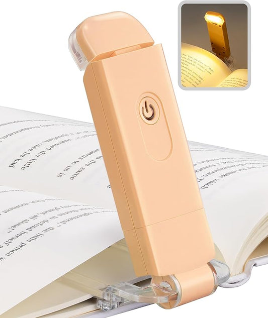 DEWENWILS USB Rechargeable Book Reading Light, LED Clip on Booklight Flexible Reading Lights in Bed, Car at Night, Warm White, Brightness Adjustable, Perfect for Bookworms, Kids (Peach Fuzz)