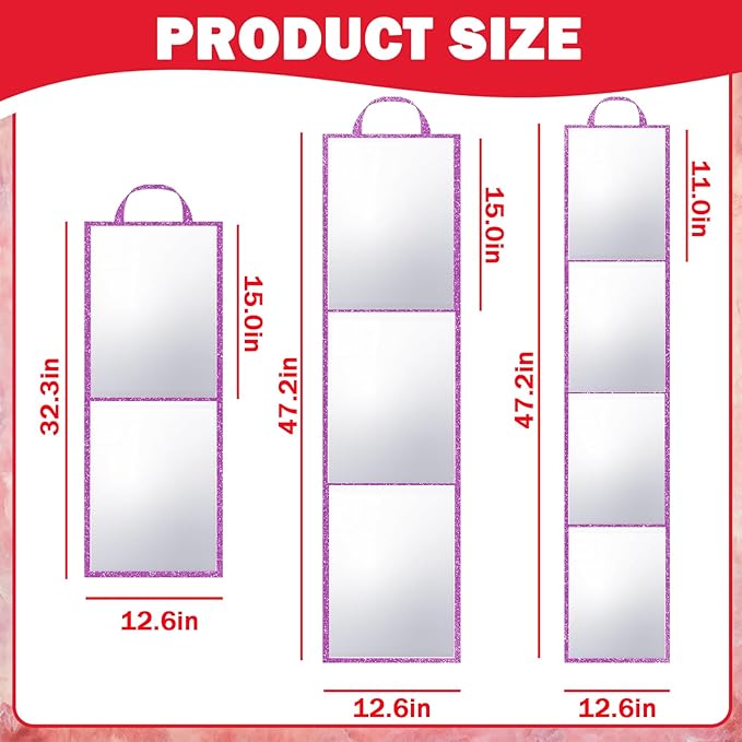 Foldable Full Length Mirror, 2 in 1 Hangable & Tabletop Acrylic Mirror, Portable Travel Mirror with Handle for Dance Bedroom Wardrobe Stage Makeup Checks Camping Outdoor Use (47" x 12.5", Tri-Fold)