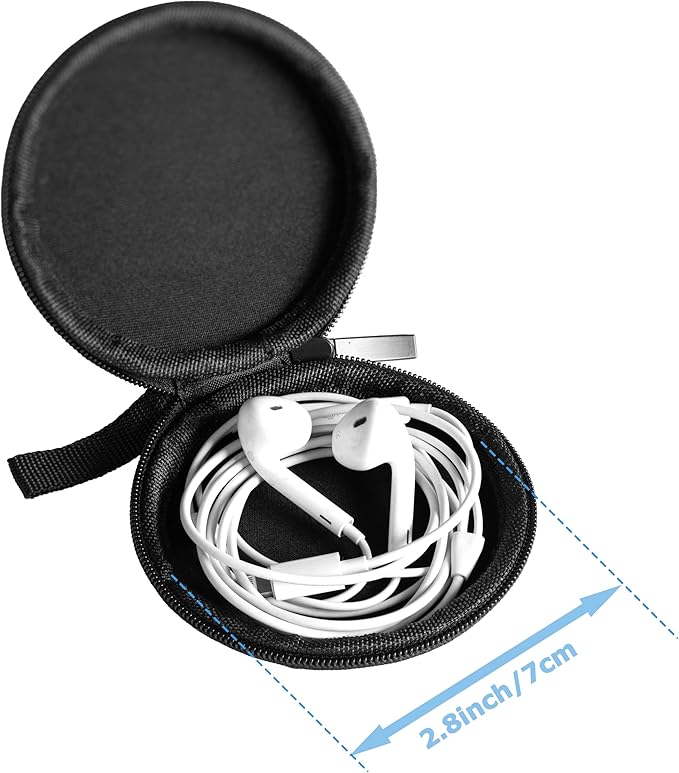 Ginsco Mini-Portable Hard Shell Earbuds Case for Apple EarPods Headphones USB-C Wired Ear Buds/Samsung Galaxy Wired Earbuds, Travel Case for Earphones Earplugs (2, Black)