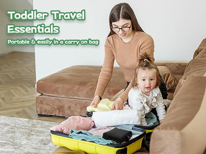 Large Size BlackToddler Airplane Bed, Portable Airplane Seat Extender Travel Bed for Kids, Soft Baby Plane Travel Essentials for Flying, Toddlers Long Flight Must Haves Footrest