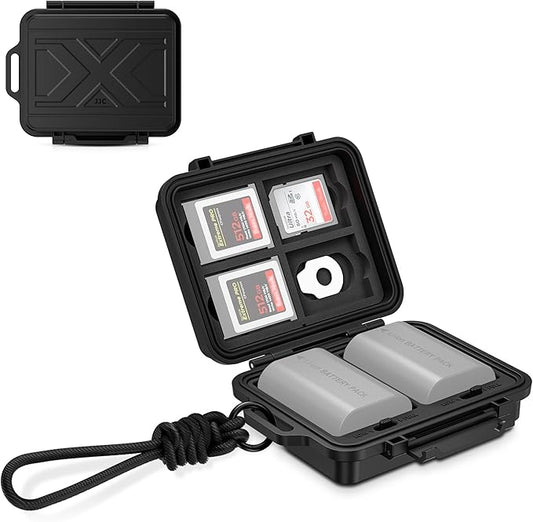 JJC Portable Camera Battery Memory Card Storage Case for 3 SD Card,4 CFexpress Type-B/XQD Cards,2 Camera Batteries,Compact Cameras Battery Holder Box for Nikon EN-EL15