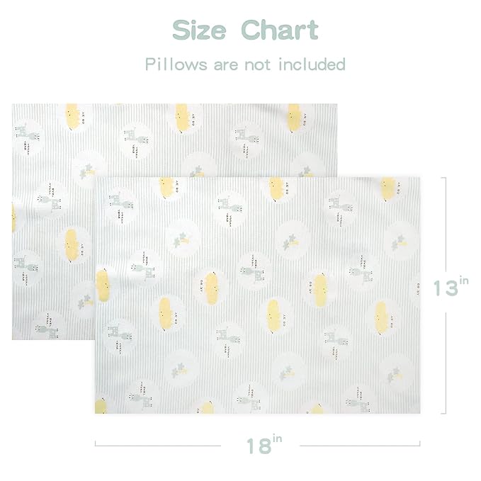 Zenssia Organic Cotton Toddler Pillowcase/Travel Pillowcase Pack of 2 Set 13x18 Inches with Envelope Closure - Soft & Breathable Baby Pillow Case Cover with Cute Animal Printing, Blue