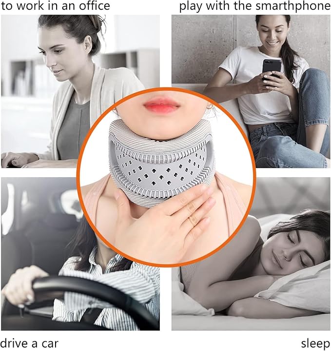 Neck Brace for Neck Support and Pain Relief, Silicone Foam Cervical Collar Wrap Keep Vertebrae Stable for Relief of Cervical Spine Pressure (Gray)