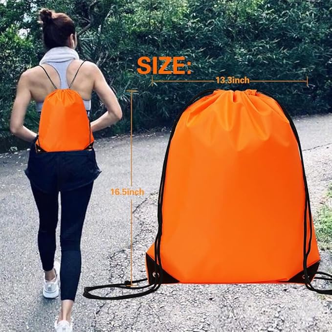 CODOBON 40 Pcs Drawstring Backpack Bulk Draw String Bags Cinch Polyester Bag for Gym Sport, Orange