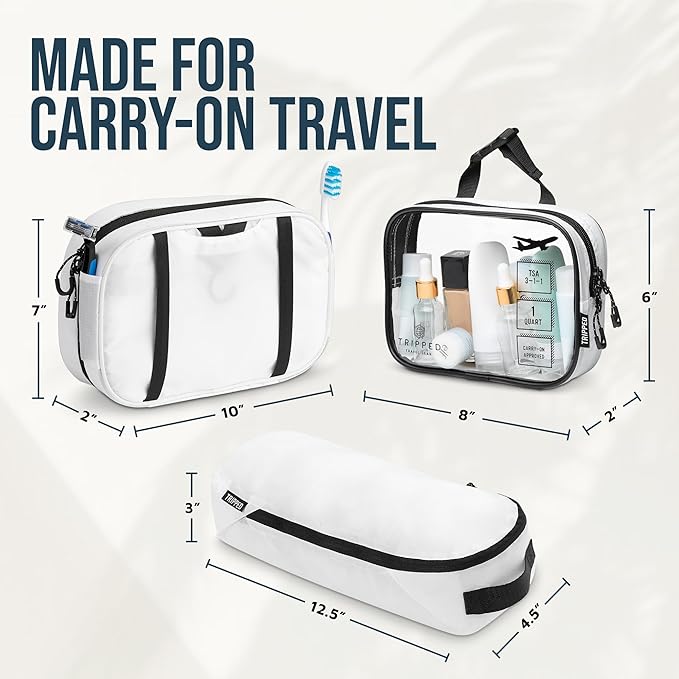 Toiletry Bag Kit Set: Hanging Travel Toiletry Bag + 311 TSA Cosmetic Liquid Bag + Ultralight Accessory Organizer Pouch