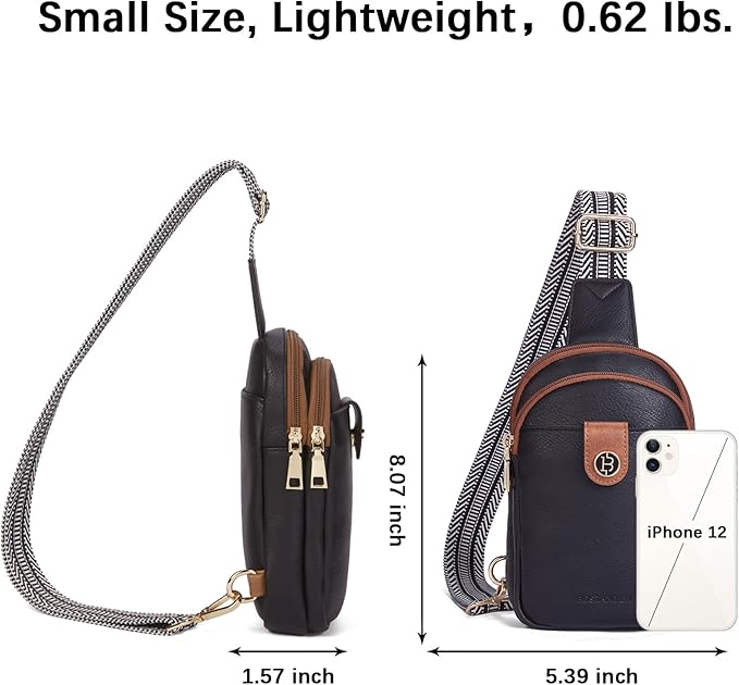 BOSTANTEN Sling Bag Crossbody Bags for Women Trendy Crossbody Purse Leather Chest Bag