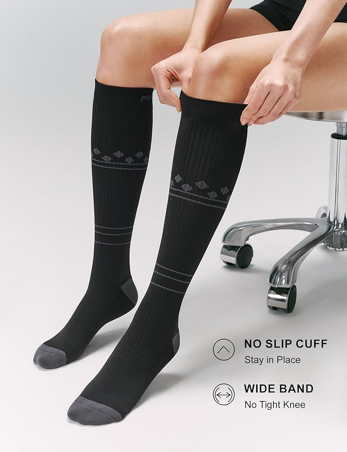FITRELL 3 Pairs Compression Socks for Women and Men 20-30mmHg-Circulation Support Socks