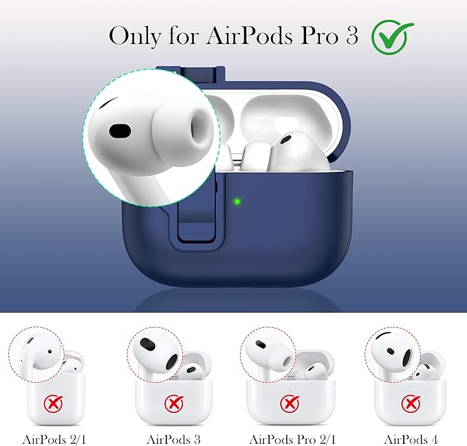 R-fun for AirPods Pro 3 Case with Cleaning Kit, Soft Liquid Silicone Rubber Protective Cover, Compatible with AirPods Pro 3rd Generation Case (2025), Compatible with MagSafe, Midnight Blue