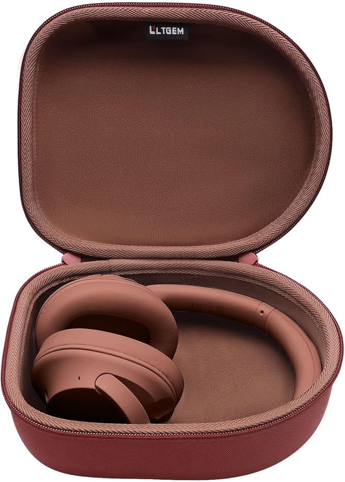 Headphone Headset Case Compatible with Audio-Technica ATH-M20x/JBL/Raycon/Soundcore Anker/Sony/Beats/JLab/TOZO/Logitech/BERIBES/KVIDIO Headphones, Large Headphone Case Hard Shell(Brown)