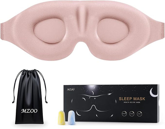 MZOO Luxury Sleep Eye Mask for Side Sleeper Men Women, Zero Eye Pressure 3D Sleeping Mask, Light Blocking Patented Design Night Blindfold, Soft Eye Shade Cover for Travel, Pink