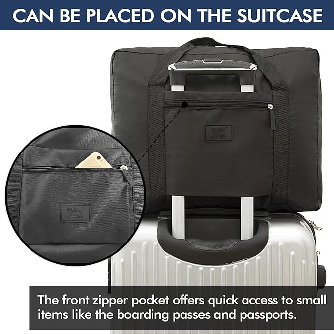 Travel Duffel Bag Lightweight Foldable Travel Bag for Women and Men Waterproof Tote Carry On Luggage Bag Weekender Overnight Bag (Black)