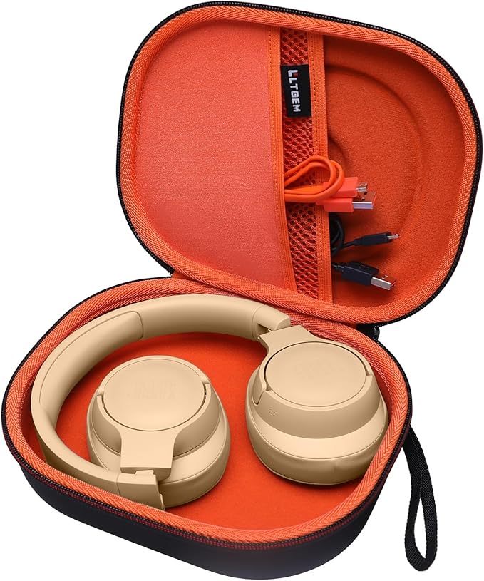 LTGEM Case Compatible with JBL Tune 770NC / 510BT / 720BT / 520BT / 520C / 670NC, for JBL Live 770NC / 670NC / 680NC / 780NC Headphones, Black+Orange