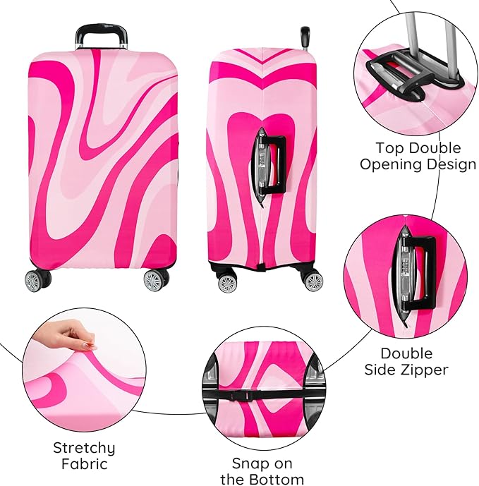 Luggage Covers for Suitcase Elastic Suitcase Covers Luggage Protector Anti-scratch Fits 24-26 Inch Pink