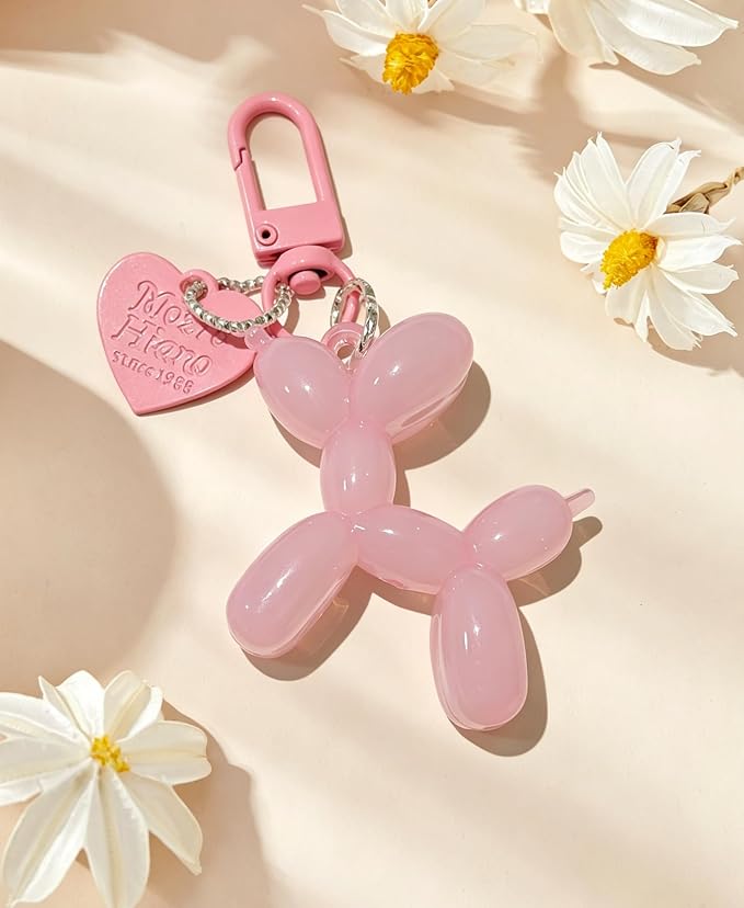 LAEKOU Jelly Balloon Dog Design Keychain for Women, Cute Girls Key Chain, Bag Charms Accessories for Car Purse Backpack