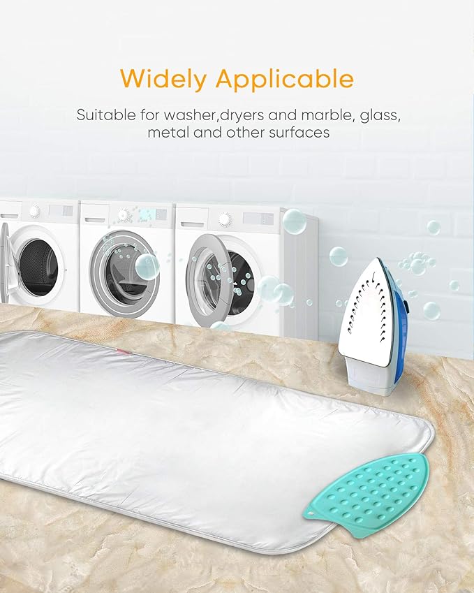 Upgraded Thick Ironing Blanket,Travel Ironing Mat Ironing Pad,Portable Double-Side Using,Isolate Heat Pad Cover for Washer,Dryer,Table Top,Countertop,Ironing Board for Small Space (28 x 31 inch)