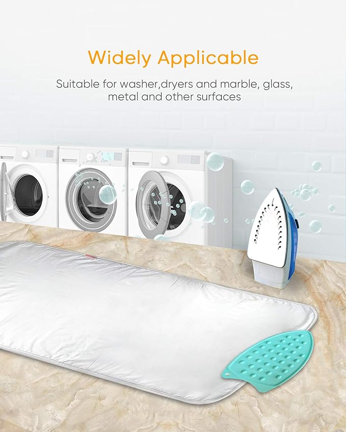 Upgraded Thick Ironing Mat,Travel Ironing Blanket Ironing Pad,Portable Double-Side Using,Heat Resistant Pad Cover for Washer,Dryer,Table Top,Countertop,Ironing Board for Small Space (22 x 47 inch)