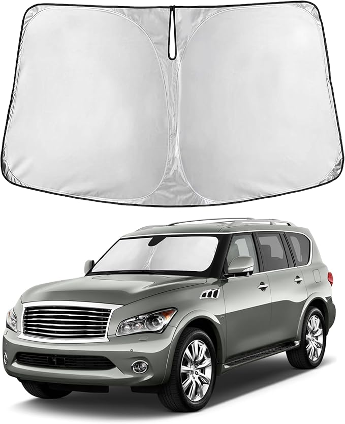 Autovir Windshield Sun Shade Fit for 2014-2022 2023 2024 Infiniti QX80 Sunshade, Front Car Window Shades Sun Visor, Blocks UV Rays & Heat, Car Accessories