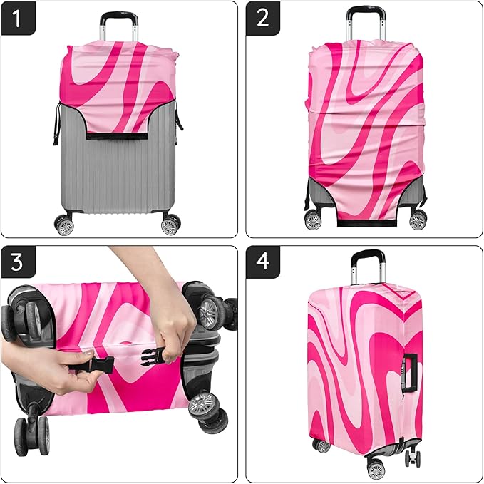 Luggage Covers for Suitcase Elastic Suitcase Covers Luggage Protector Anti-scratch Fits 24-26 Inch Pink