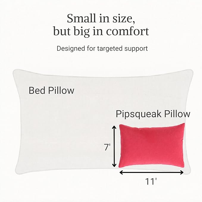 Pipsqueak Microfiber Pillow - Small, Mini - 11 x 7 in - Perfect for Travel, Cars, Airplanes, Camping, Dogs, Toddlers, Kids, Lumbar, Knees and Neck - Ages 2 Yrs and Up