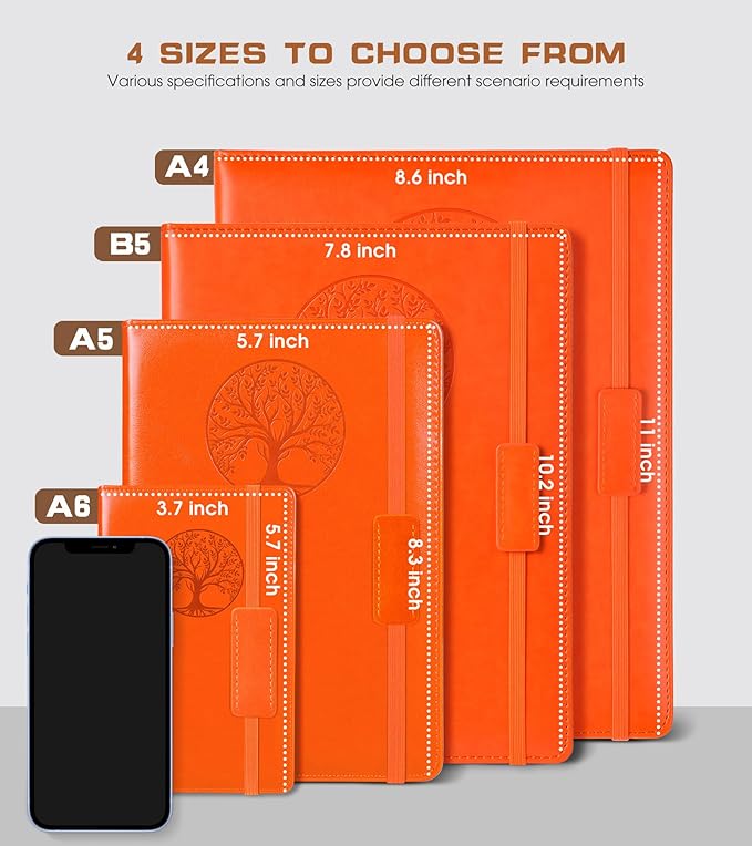 Biuwory Lined Journal Notebook for Women Men,256 Pages B5 Large Hardcover Leather Journals for Writing,Travel,Business,Work & School,College Ruled Notebooks for Note Taking,Diary Notepad 7.8"×10.2"