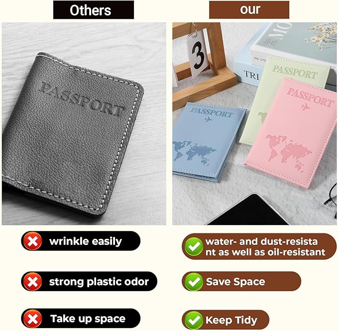 3 Pcs Passport Holder Passports Wallet Cover for Travel Passport Cover Passports Protector Essentials for Women and Men Travel Must Haves Accessories