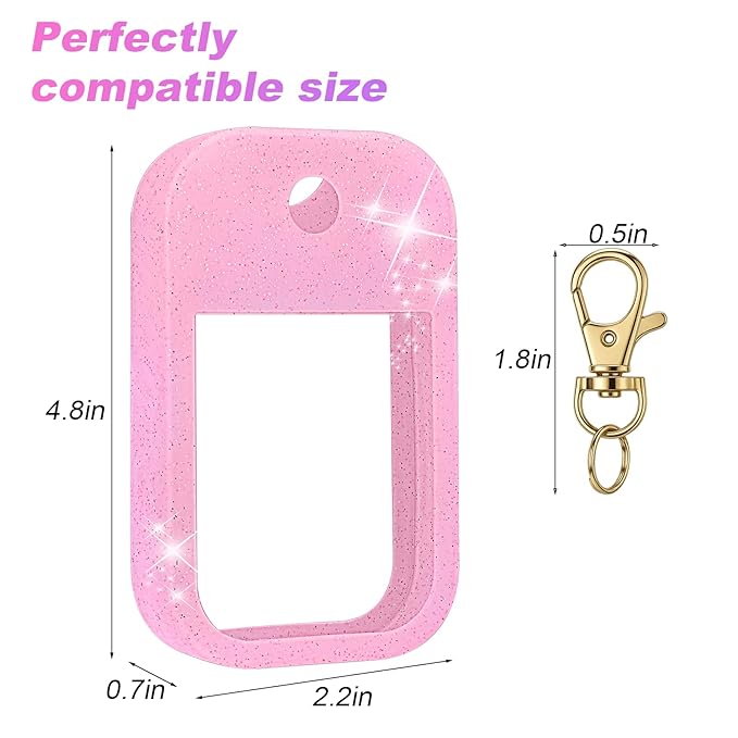 AIERSA Hand Sanitizer Spray Glitter Case Compatible with Touchland, Silicone Hand Sanitizer Case Holder with Keychain for Touch Land Mist 1FL. OZ(Glitter Sequin pink)