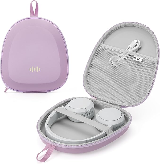 Headphone Case Hard Shell Super-Slim for Sony/JBL/Bose/Soundcore Anker/BERIBES KVIDIO TOZO JLab Over-Ear Headphones Universal Portable Travel Organizer Bag (Purple)