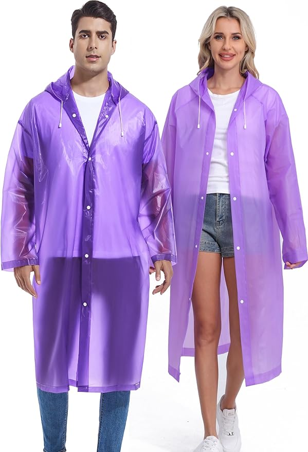 2PCS Rain Ponchos for Adults Reusable Rain Coats for Adults Rain Jackets Raincoats for Men Women