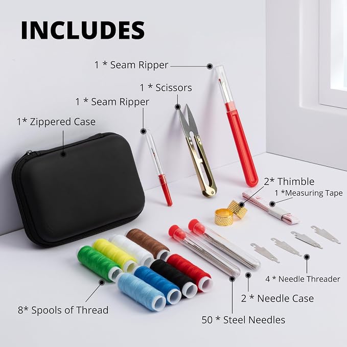 Big Eye Steel Sewing Needles Kit - Stainless Steel Needles for Hand (68Pcs)
