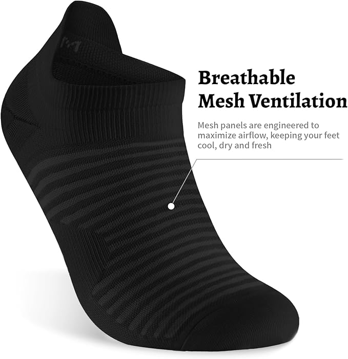 Compression Running Ankle Socks (6 Pairs) for Men & Women, Running Socks With Arch Support