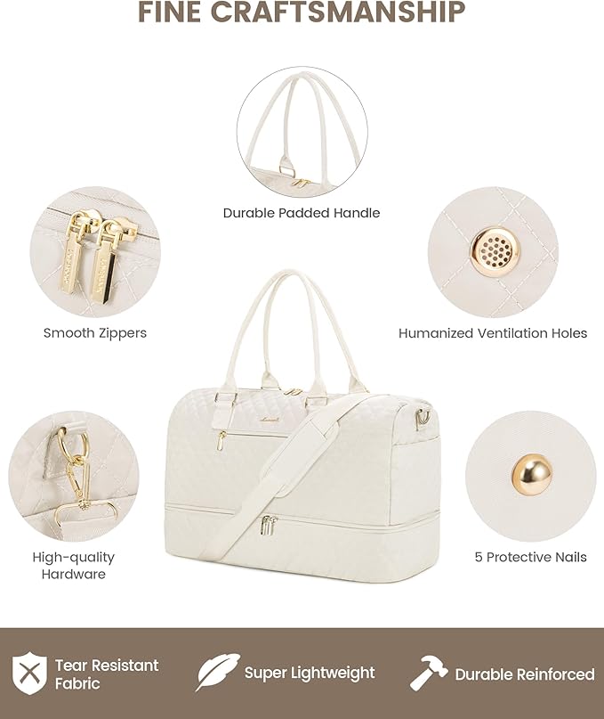 LOVEVOOK Travel Duffle Bag for Women, Weekender Overnight Bag with Shoe Compartment, Carry on Bag with Toiletry Bag, Gym Duffel Bag with Wet Pocket, Hospital Bags for Labor and Delivery 3 Pcs Set