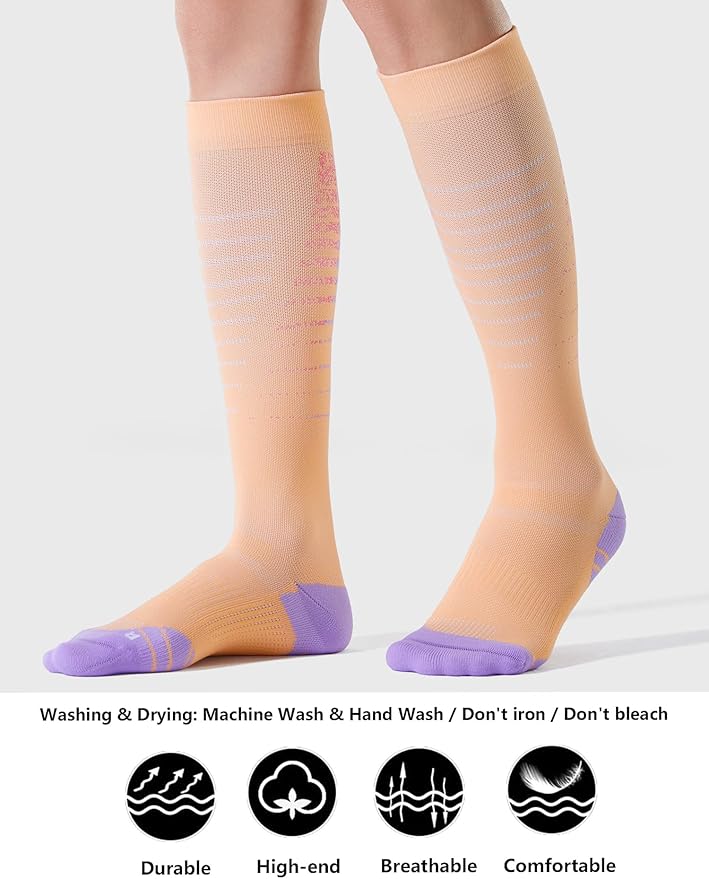 CS CELERSPORT 3 Pairs Compression Socks for Men and Women 20-30 mmHg Running Support Socks