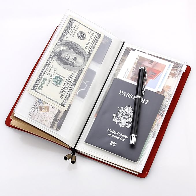 Robrasim Leather Writing Journal Notebook Refillable, Handmade Travelers Notebook for Men & Women, Perfect for Writing, Gifts, Travelers, Standard Size 8.5" x 4.5" Inches - Wine