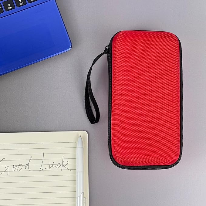 Universal Portable Hard EVA Carrying Case for Power Bank External Hard Drive Cell Phone USB Charging Cable Cord, Shockproof Protective Electronic Organizer Zipper Enclosure -Red