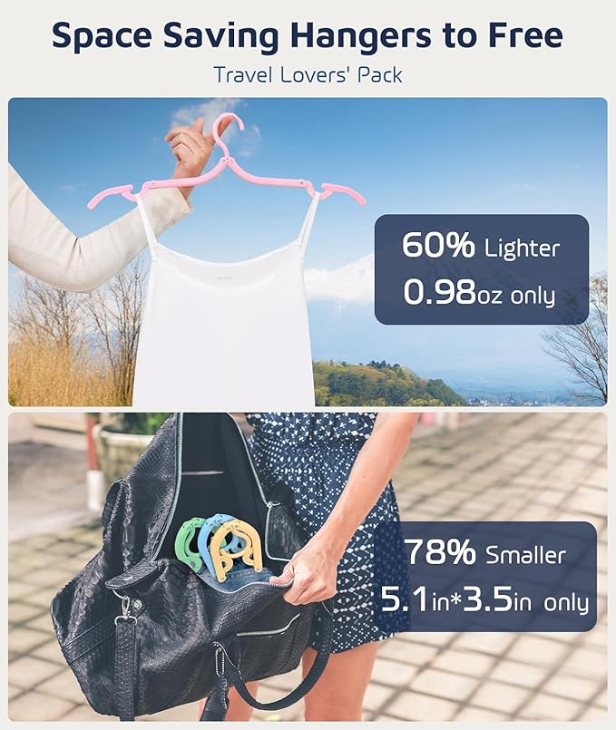 20 Pcs Travel Hangers, Cruise Ship Essentials Foldable Hangers Plastic Travel Essentials, Portable Cruises Must Haves 2026 for Skirt, Suitcase, RV Camping Airplane Europe Vacation Essential