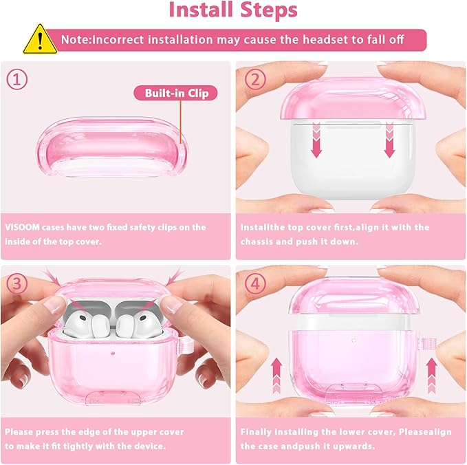 Case for Airpods iPods Pro 3 Case 2025 with Phone Stand for Women-VISOOM Clear Air Pod iPod Pro 3 Cases Cover Cute Girly Airpods Case Pro3 Bling Glitter AirPods Pro3 Cases Hard Shell with Keychain