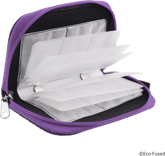 Eco-Fused Memory Card Case - Fits up to 22x SD, SDHC, Micro SD, Mini SD and 4X CF - Holder with 22 Slots (Purple & Grey / 22 Slots - 2 Pack)