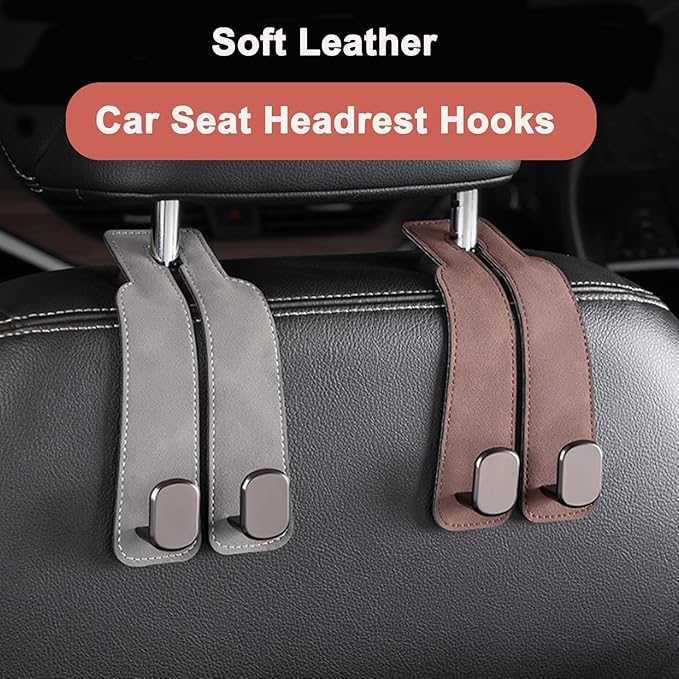 Amelity Universal Car Headrest Hooks, Women’s Car Interior Accessories for Purses Handbags Grocery & Backpacks, Black 4 Pack