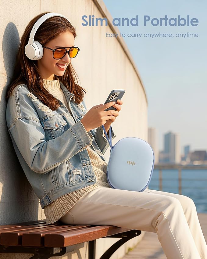 Headphone Case Hard Shell for JBL Tune 520BT/510BT/500BT/720BT/Bose/Soundcore Anker/BERIBES/KVIDIO/TOZO/JLab, Ultra-Slim Over-Ear Headset Universal Portable Travel Organizer Bag (Light Blue)