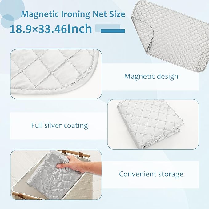 6 Pcs Portable Ironing Mat Set, Foldable Iron Mat for Ironings, Iron Pad, Magnetic Ironing Mats for Table Top for Travel Office Student Dormitory (with Silicone Irons Holder & 4 Heat Resistant Mesh)