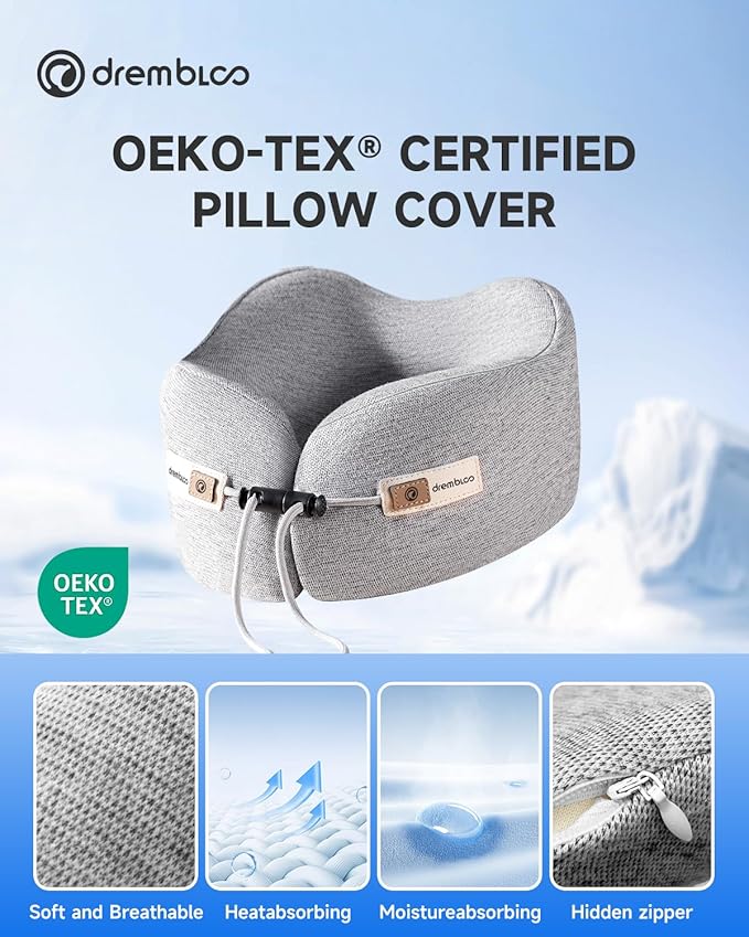 Neck Pillow Airplane, CertiPUR-US® BASF Memory Foam Travel Pillows with Comfortable Breathable Cover, Ergonomic Design Compact Airplane Pillow for Flight Headrest Sleep, Portable Plane Accessories