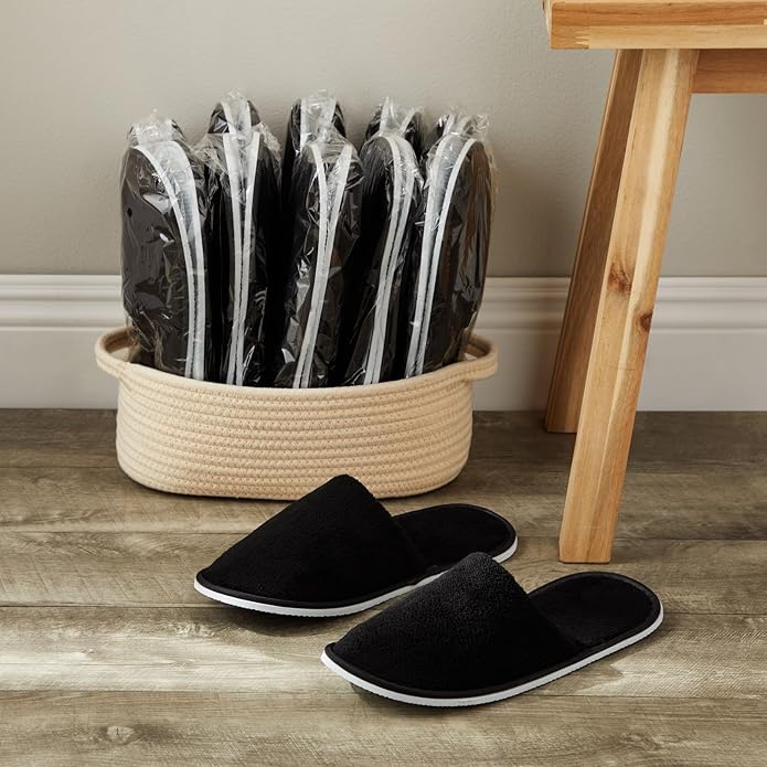 Juvale 12 Pairs Disposable Slippers for Guests, Bulk Pack for Hotel, Spa, Shoeless Home, (US Men Size 11, Women 12)